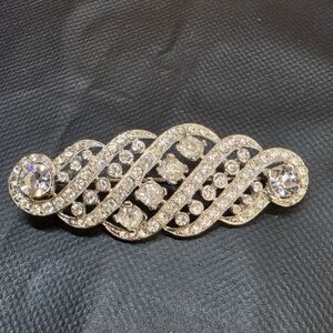 Vintage Style Rhinestone Bar Brooch Gold Tone Sparkle Pin